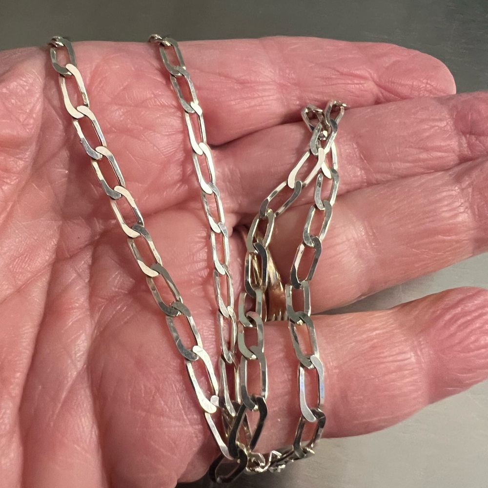 Vintage  18” Sterling Silver Open Link Necklace unisex